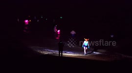 Full moon night swimming in Sheerness, Kent, UK