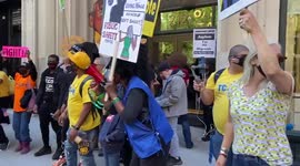 US: May Day Protesters Gather Outside Jeff Bezos’ Apartment In New York