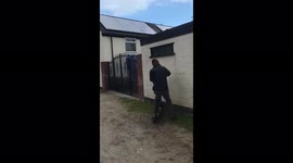 Uk Escooter scooter hilarious comedy Crash  into a wall,