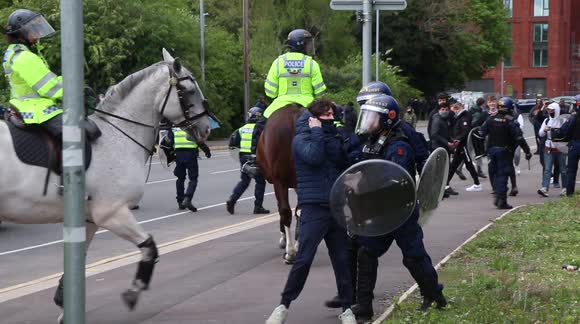 ''We Warned You 3 F***ing Times'' - Manchester United Fan Arrested As Riot Police Chase Away Crowd At Glazers Out Protest/ Riot