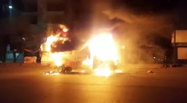 Massive fire guts ambulance amid road in southern India