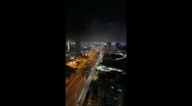 Port Melbourne building development site is burning and fire is big.