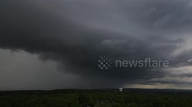 Drone video shows shelf cloud, line of storms passing through Pennsylvania
