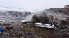 Fishermen run for their lives as powerful tsunami smashes into Greenland