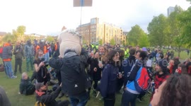 Kill The Bill in London - protesters dance in Boris Johnson Mask - May Day (01.05.2021)
