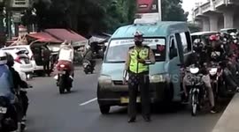 Police in Bekasi enforce Indonesia's ban on Eid homecoming trips