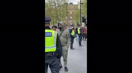 A lively crowd of Free Palestine 