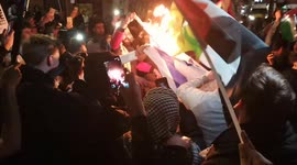 Palestinian protestors set fire to flag of Israel at London protest