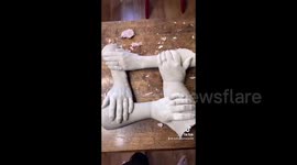 Canadian woman shows how she creates beautiful hand cast for mum and her 3 daughters