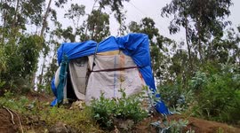 Migrants outside Las Raices camp in San Cristobal de la Laguna, in the Canary Island of Tenerife on 13rd May 2021, Spain.