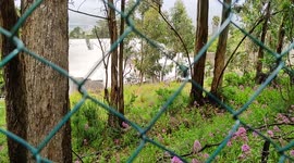 Migrants outside Las Raices camp in San Cristobal de la Laguna, in the Canary Island of Tenerife on 13rd May 2021, Spain.