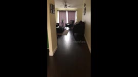 Dad tricks son with saying we have visitors at the door! Immediate let down to son.