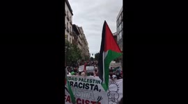 Protesters in Madrid support Palestinian people