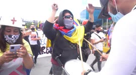 Tens of thousands of anti-government protesters gather in Colombian capital for 18th straight day