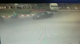 Dustbin lorry topples over almost crushing motorcycle rider