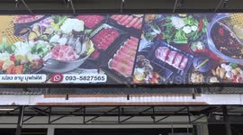 Japanese hot pot restaurant decorated with coffins