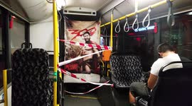 Greek bus driver uses '300' poster to ensure passengers are at a safe distance