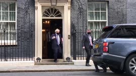 UK PM Boris Johnsın leaves 10 Downing Street ahead of PMQs