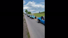 Carlisle, PA Car Show Buggie Ride that shows a portion of the buggies that joined the ride over the weekend
