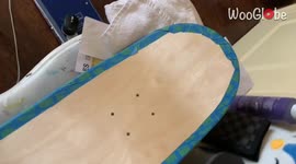 'Skateboard Artist Makes a Custom-Painted 'Skeleton Puzzle' Deck'