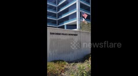 Protester against Israel at San Diego Police Headquarters, US