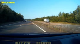 Car crash on A30 Daisymount junction. Skids and swerves over central reservation