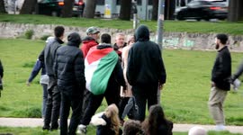 Person scuffles with demonstrators at vigil for George Floyd and is arrested in Brighton, UK