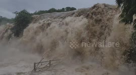 Cyclone Yaas sees overflowing waterfall cascade near southern Indian town