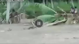 Residents trapped in middle of overflowing river rescued in the Philippines