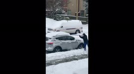 'Just Canadian Things | Clearing Snow Off Car with a Hockey Stick'