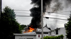 Dramatic footage from a rowhome fire in Mount Carmel, Pa