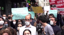 Police blocked protesters during the 8th anniversary of Gezi Park protests in Turkey