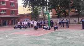 Chinese boy moves quickly like a spider