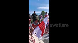 Belarusians blocked the road on the border from the Polish side