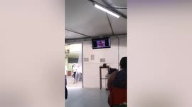 Girl-on-girl adult video plays on screen at Covid-19 vaccine centre in Costa Rica