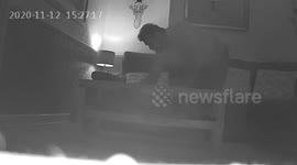 Watch chilling moment stalker removes listening device he planted in neighbour's home