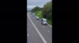 President Biden's substantial motorcade heads to the Eden Project in Cornwall