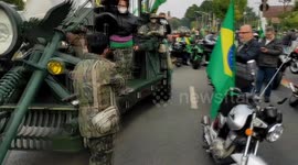 Jair Bolsonaro participates in an act with motorcyclists on the streets of São Paulo