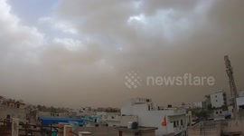 A View of heavy Dust Storm in Ajmer, Rajasthan, India on 26 may 2021.