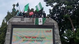 Protesters mock Ministry of justice in Abuja, Nigeria