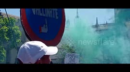 Protesters swarm London's Parliament Square as part of anti-lockdown rally