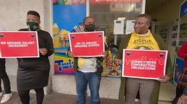 Staff of South Africa’s ruling party protest as party goes broke