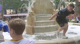 Scotland supporters take swim after dumping detergent into Leicester Square fountain ahead of England clash
