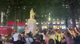 Scotish football fans party late night in central London ahead of the macth against England tomorrow