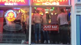 Afterparty in a curry house in Wakefield, UK