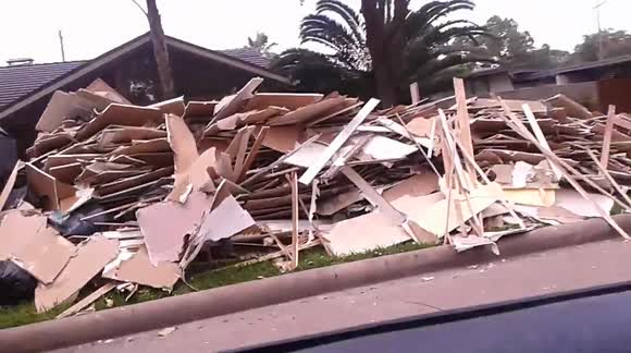 Debris left by floods in Houston, Texas