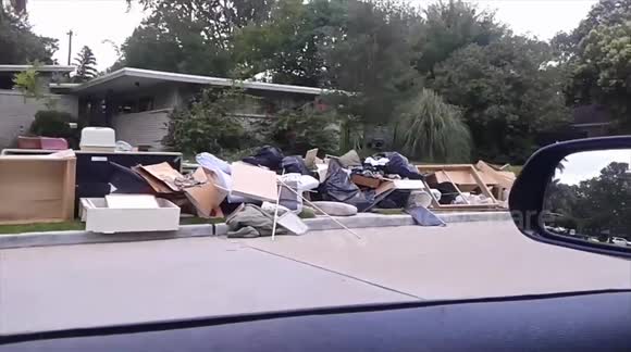 Debris left by floods in Houston, Texas