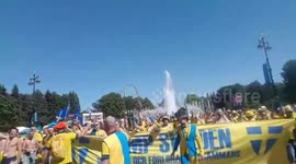Sweden fans taking over Saint Petersburg, Russia ahead of the game with Slovakia