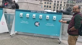 Free hand sanitiser is Trafalgar squre - Don't Pass it On