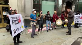 Anti-Bolsonaro protest outside the Brazil Embassy in Central London